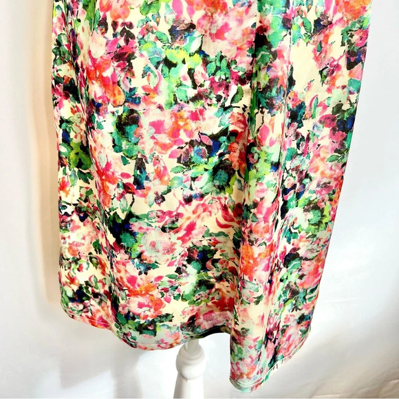 Mismash White Pink Floral Cap Sleeve Formal White Midi Dress Women’s Size Medium - Picture 11 of 16